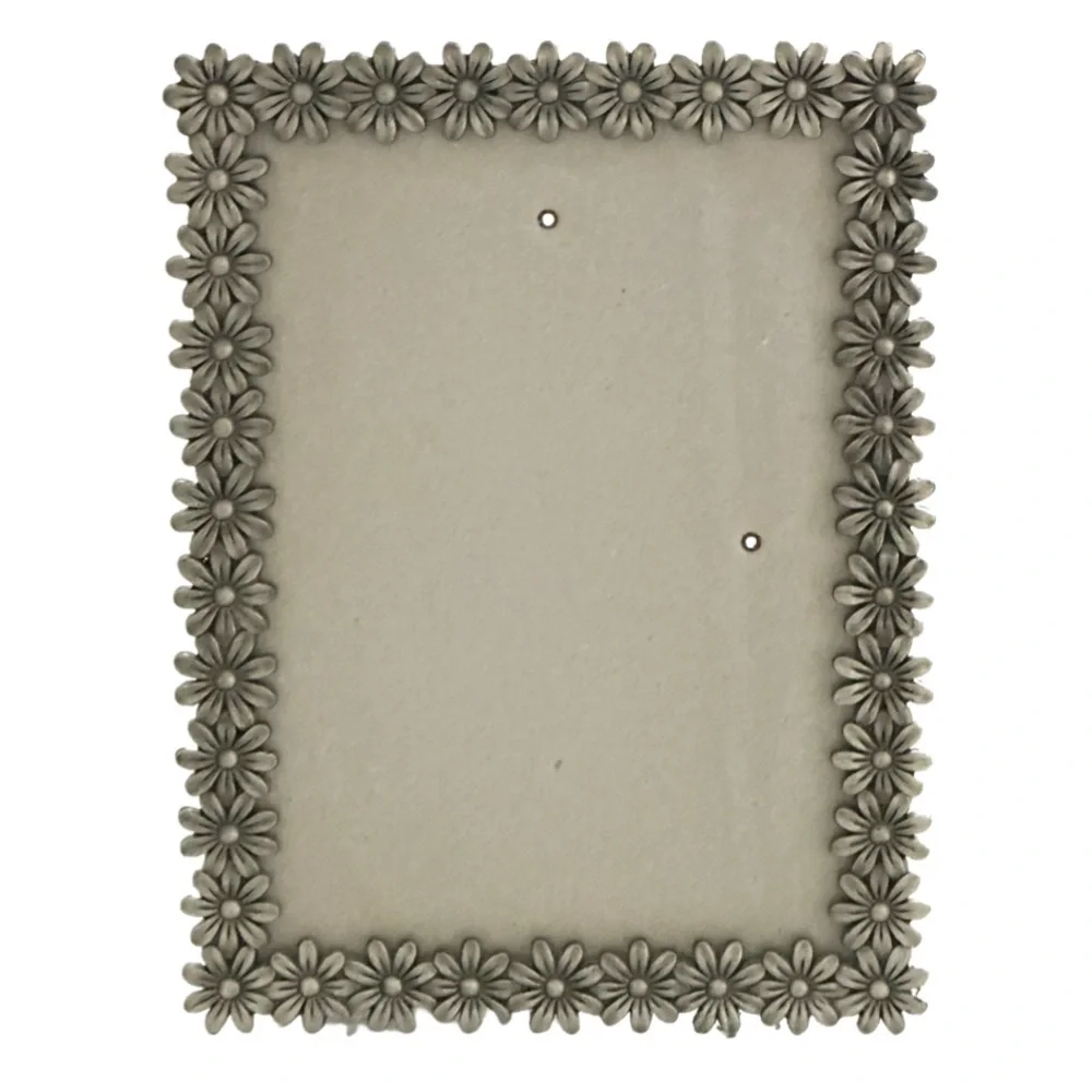 Silver Tone Daisy Floral Picture Frame 5x7 Decorative Cottage Style